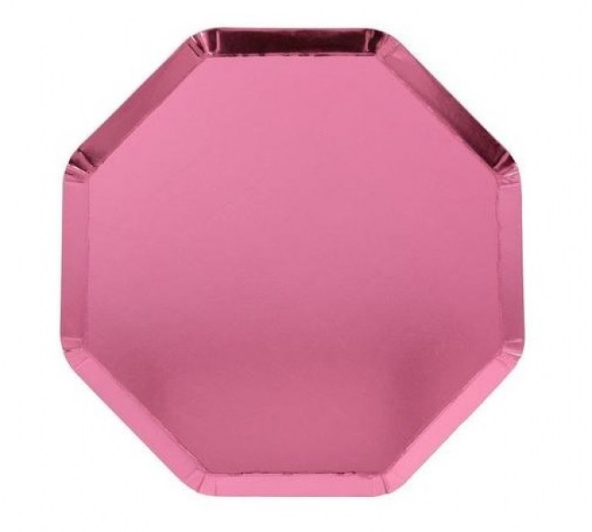 Plato pequeño  octogonal rosa metalizado